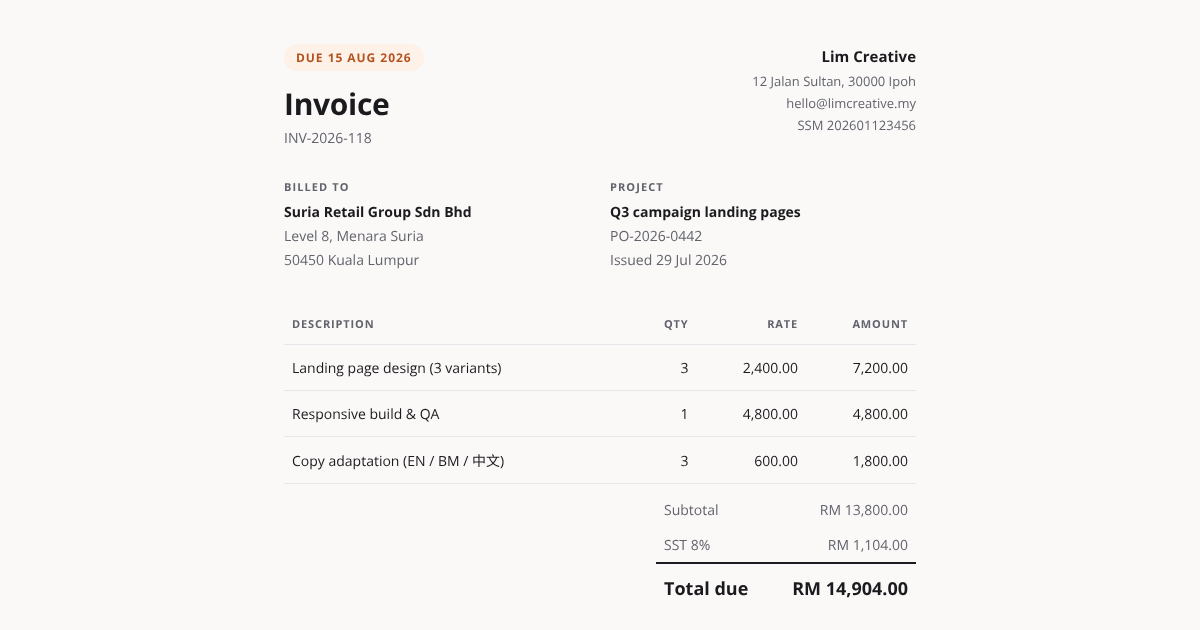 Preview of Invoice INV-2026-118